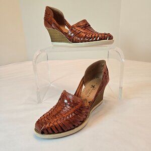 MEXICO EN LA PIEL Women's  Huarache Sandals/Wedge, Closed Toe Sz: 6 Tan